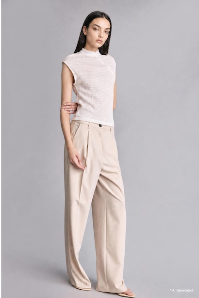 Slim Fit Kolsuz Kırışık Dokulu Tişört