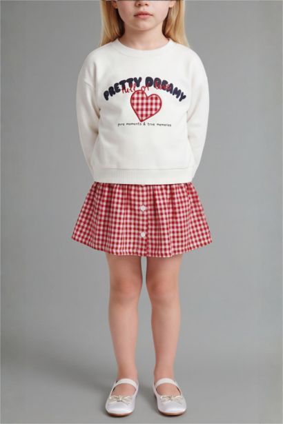 Gingham Long Sleeve Knitted Dress