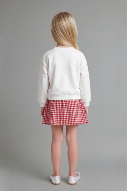 Gingham Long Sleeve Knitted Dress
