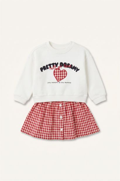 Gingham Long Sleeve Knitted Dress