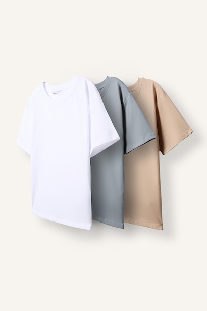 Regular Fit 3'lü Basic Tişört Seti Erkek Çocuk