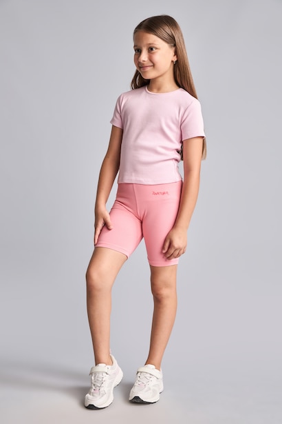 Girl Pink Biker Leggings
