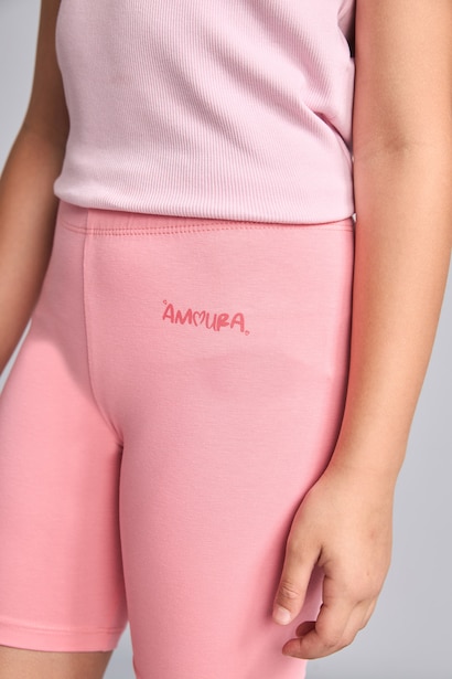 Girl Pink Biker Leggings