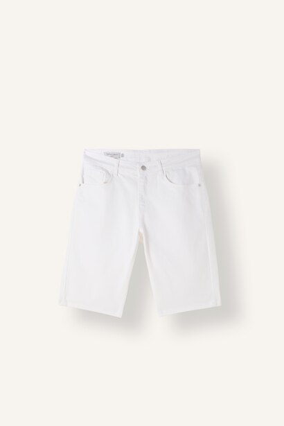Slim Fit White Bermuda Shorts