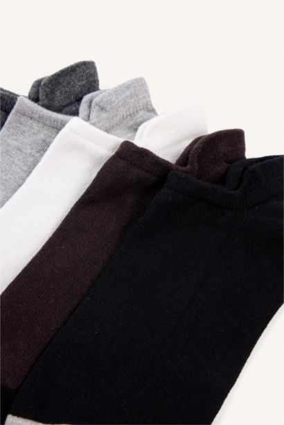 Erkek Baskılı 5'li Pamuklu Sneaker Çorap