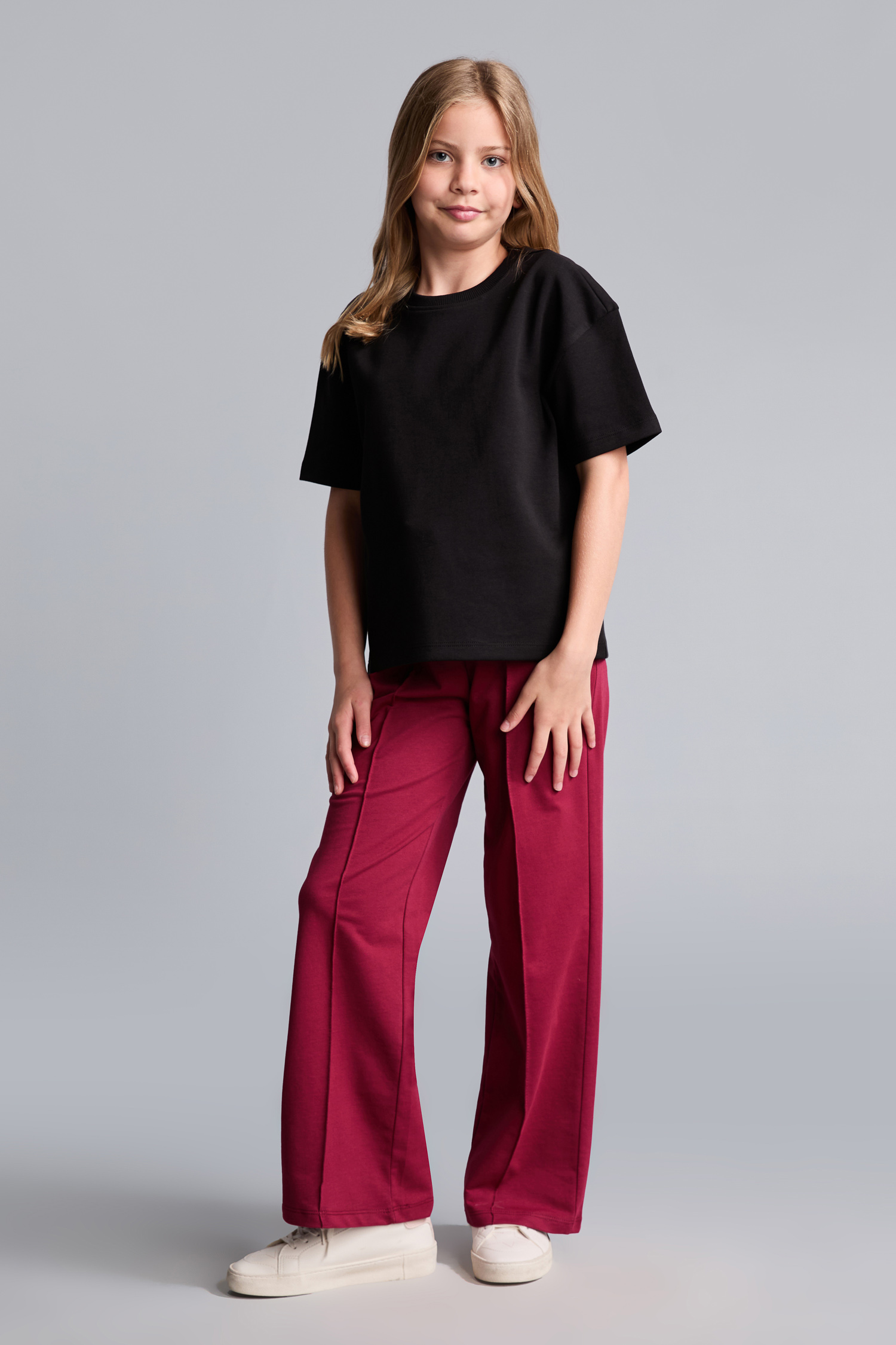 Girl Burgundy Wide Leg Trousers