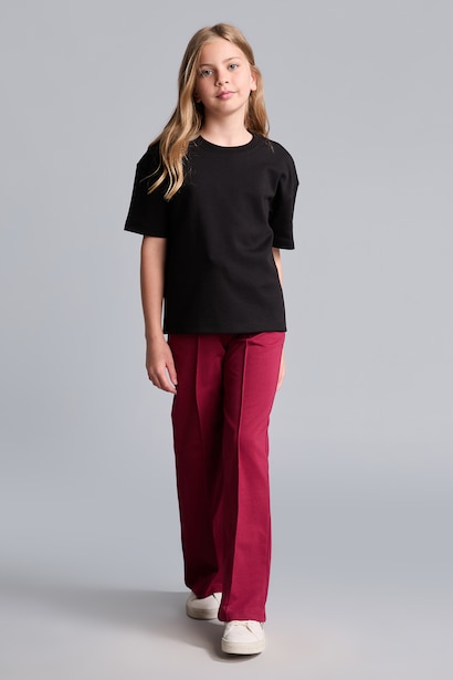 Girl Burgundy Wide Leg Trousers