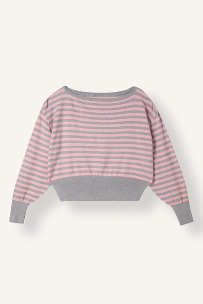 Regular Fit Striped Knit Crop Pullover