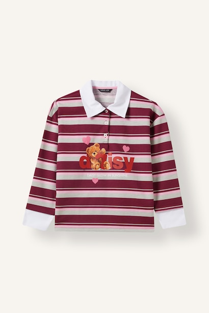 Girl Regular Fit Slogan Print Polo T-Shirt