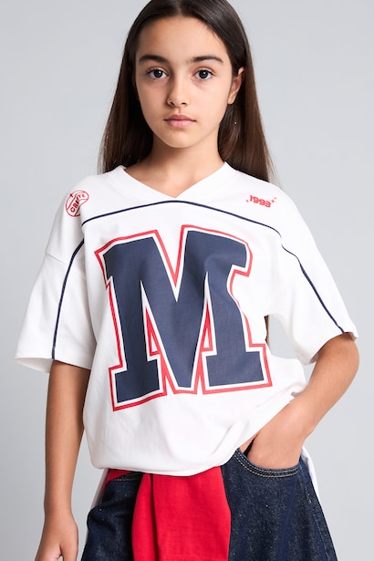 Girl Regular Fit V-Neck Printed Short Sleeve T-Shirt