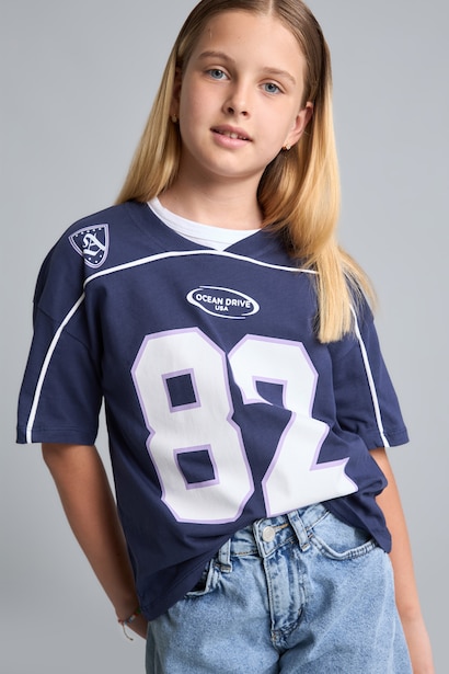 Girl Regular Fit 100% Cotton Slogan Print Short Sleeve Polo T-Shirt