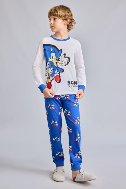 Sonic Baskılı Uzun Kollu Erkek Çocuk Pijama