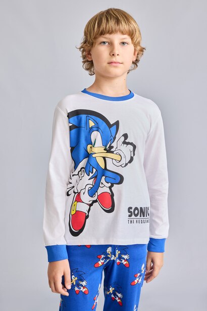 Sonic Baskılı Uzun Kollu Erkek Çocuk Pijama