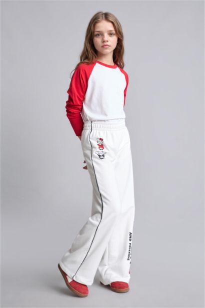 Girl Ecru Hello Kitty Wide Leg Sweatpants