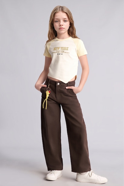 Woman Baggy Fit Gabardine Trousers