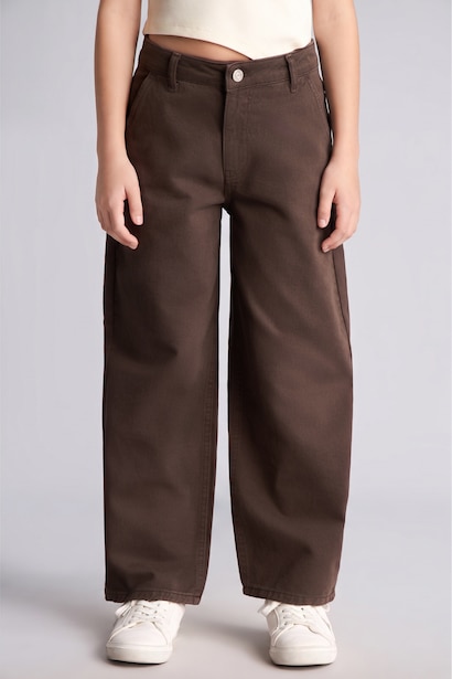 Woman Baggy Fit Gabardine Trousers