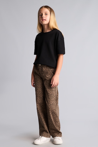 Leopar Desenli Baggy Fit Pantolon Kız Çocuk
