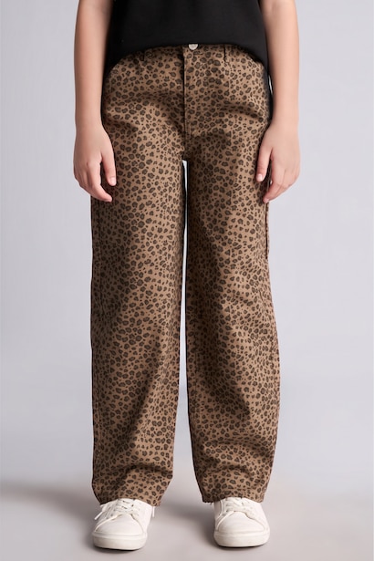 Leopar Desenli Baggy Fit Pantolon