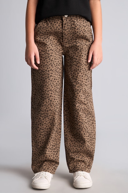 Leopar Desenli Baggy Fit Pantolon Kız Çocuk