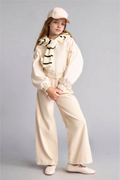 Wide Leg Gabardine Trousers
