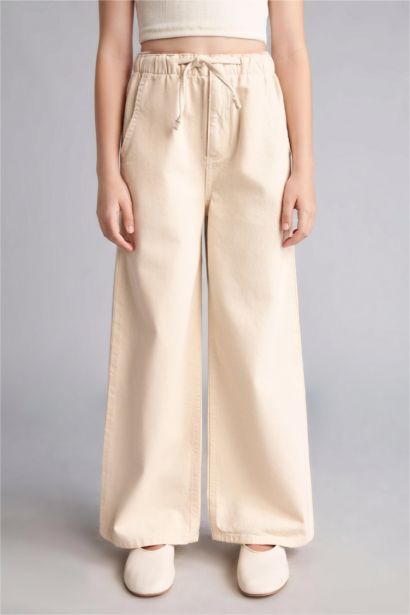 Wide Leg Gabardine Trousers
