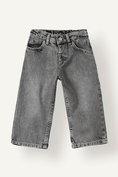 %100 Pamuk Wide Leg Jean Pantolon Kız Bebek