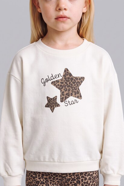 Baby Girl Regular Fit Star Printed Crew Neck Sweatshirt