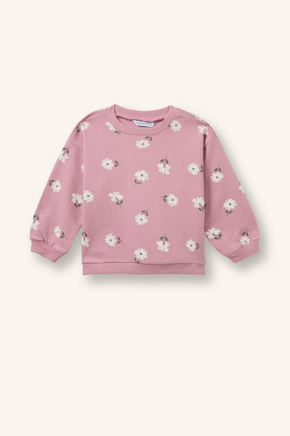Regular Fit Flower Crew Neck Sweatshirt