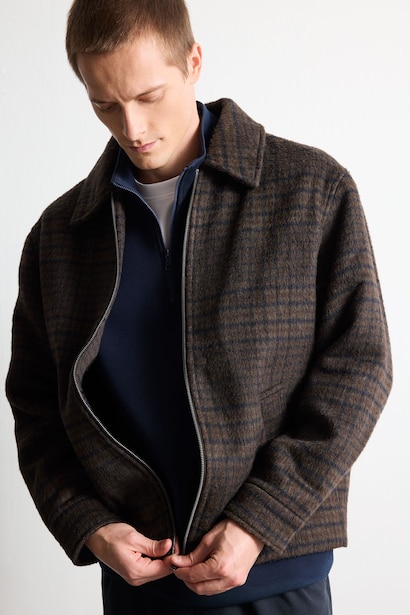 Zipper Polo Collar Puffer Jacket