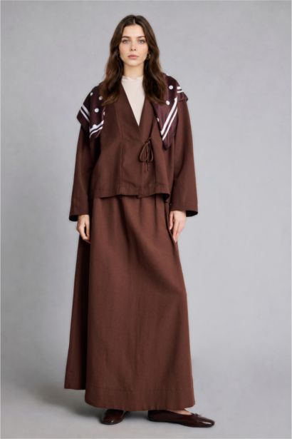 Regular Fit Keten Karışımlı Kimono