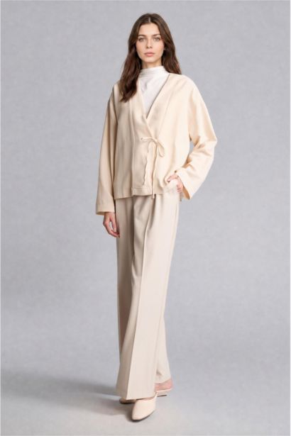 Regular Fit Keten Karışımlı Kimono