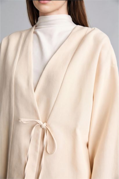 Regular Fit Keten Karışımlı Kimono