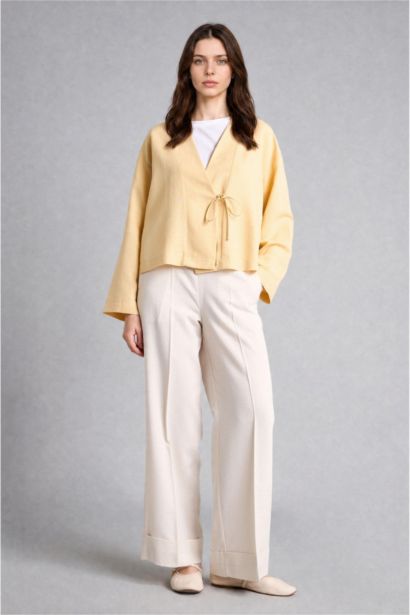 Regular Fit Keten Karışımlı Kimono