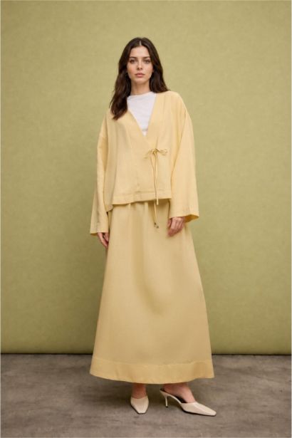 Regular Fit Keten Karışımlı Kimono