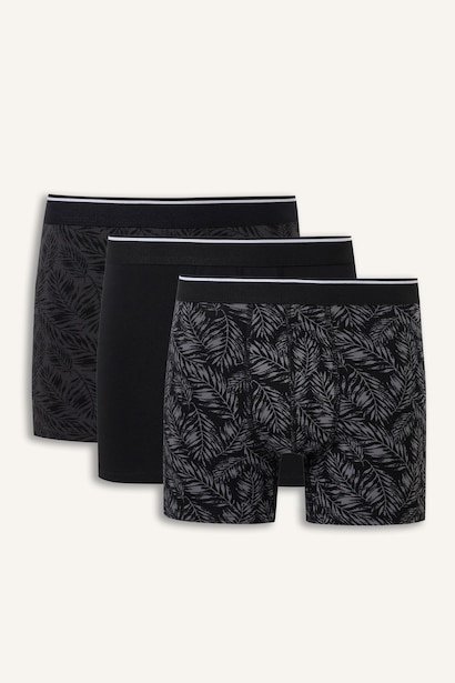 Regular Fit Yaprak Desenli 3'lü Boxer