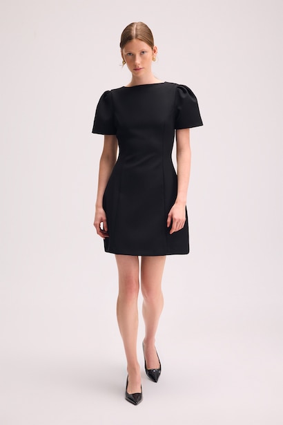 Short Sleeve Stand Collar Mini Dress
