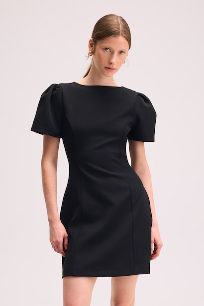 Short Sleeve Stand Collar Mini Dress