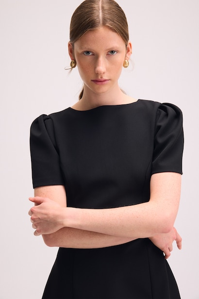 Short Sleeve Stand Collar Mini Dress