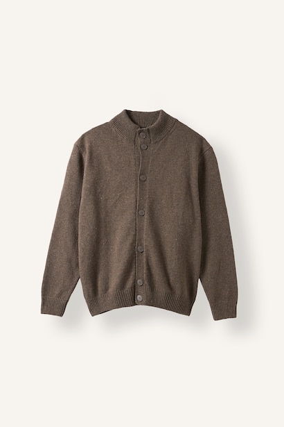 Standard Fit Stand Collar Basic Knit Cardigan