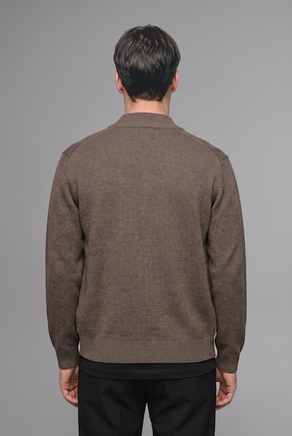 Standard Fit Stand Collar Basic Knit Cardigan