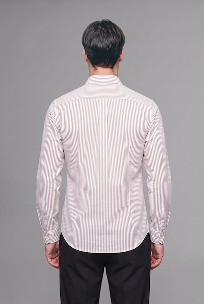 Modern Fit Polo Collar Cotton Striped Shirt