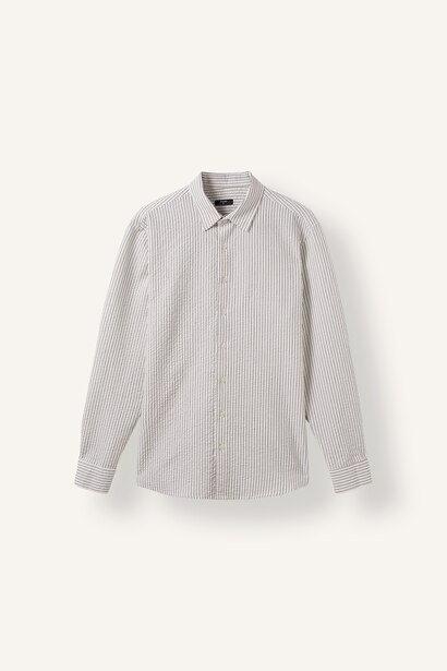 Modern Fit Polo Collar Cotton Striped Shirt