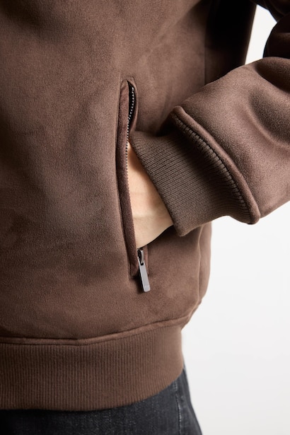Zipper Bomber Collar Puffer Jacket