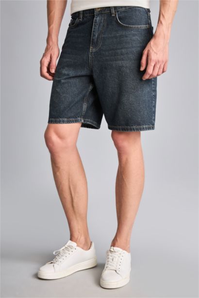 Straıght Fit Jean Bermuda Şort