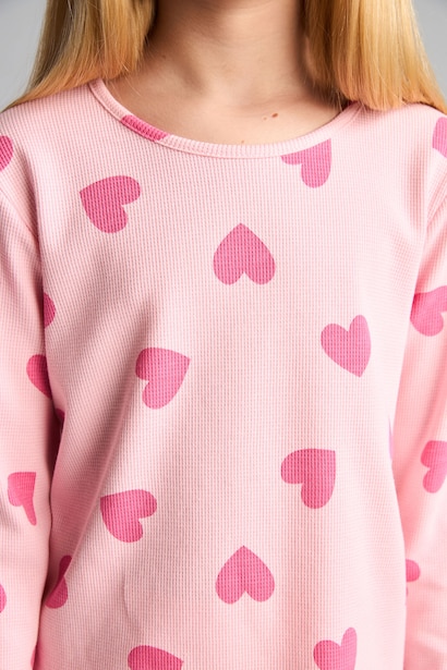2'li Pijama Takımı Kalp Desenli Kız Çocuk