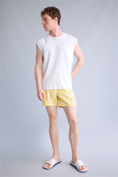 Patterned Yellow Swim Shorts
