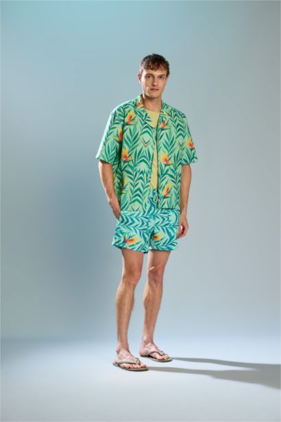 Printed Mint Green Swim Shorts