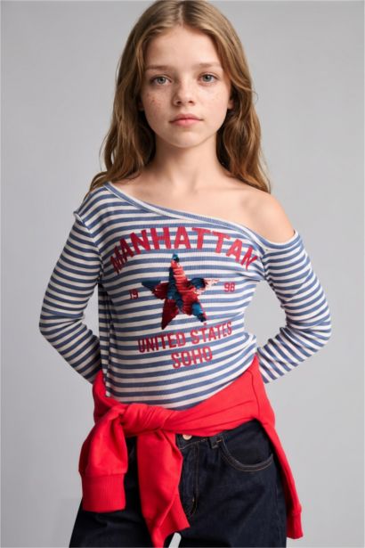 Slim Fit Slogan Long Sleeve T-Shirt
