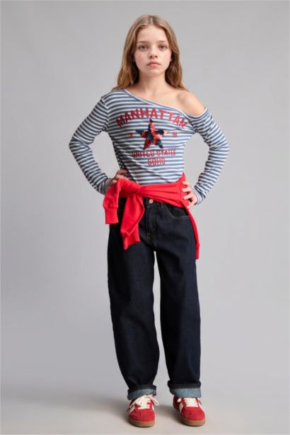 Slim Fit Slogan Long Sleeve T-Shirt