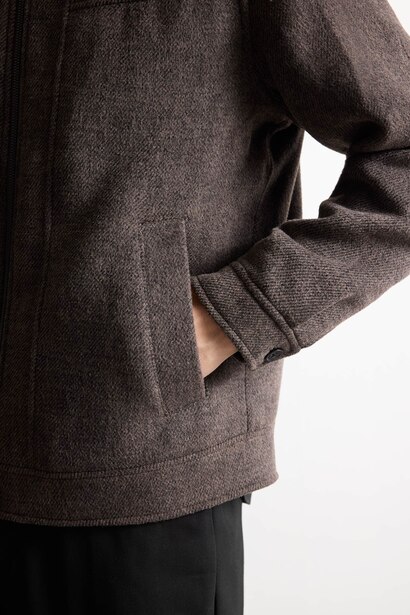 Zipper Polo Collar Puffer Jacket